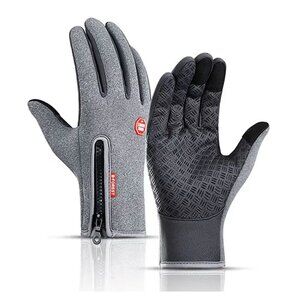 Winter Touchscreen Gloves Grey Windproof Warm Anti-Slip Cycling Outdoor Driving